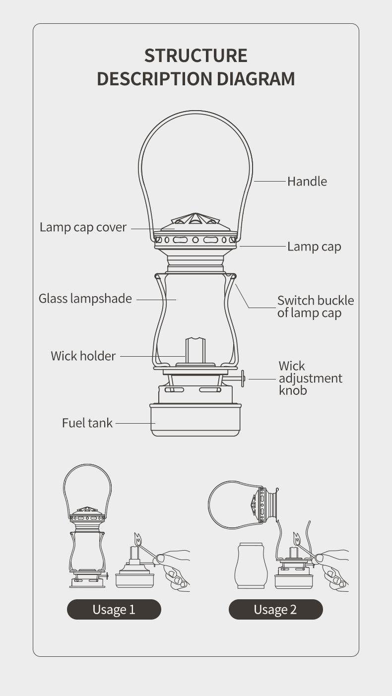 Thous Winds Twilight Kerosene Lamp - Brass