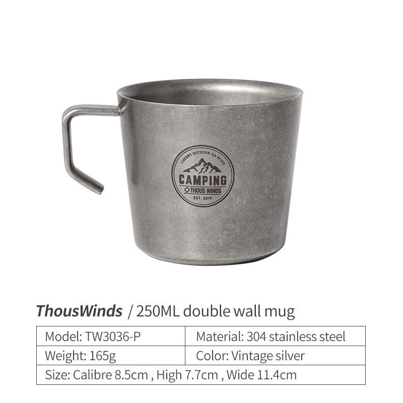 ThousWinds 250ml Double Wall Mug - Vintage Silver