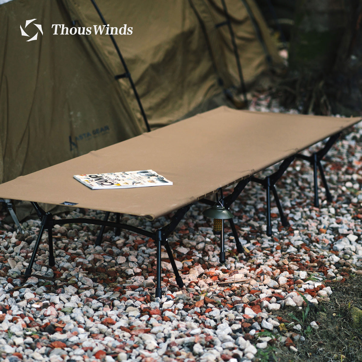 ThousWinds Aluminium Stand Tactical Camp Bed - Khaki