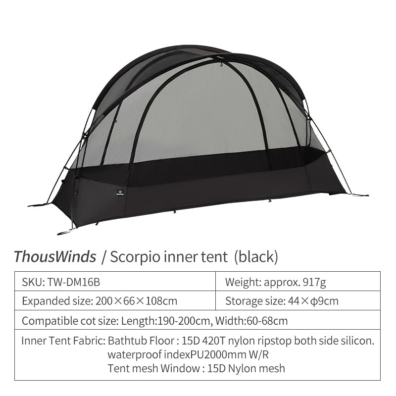 Thous Winds Scorpio 1 person Mesh Tent - Black