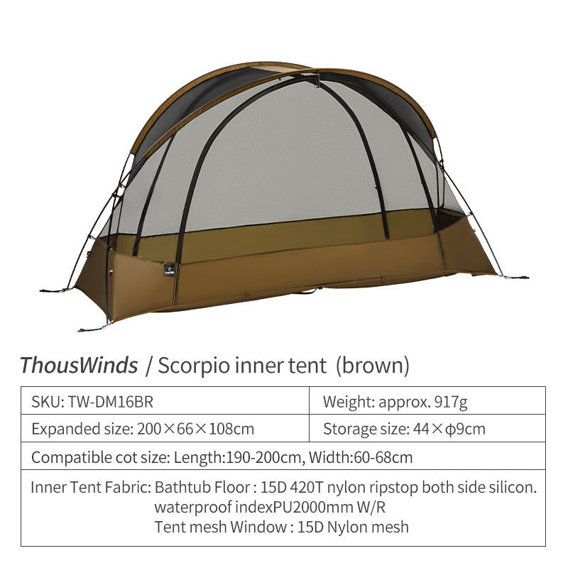 Thous Winds Scorpio 1 person Mesh Tent - Wolf Brown