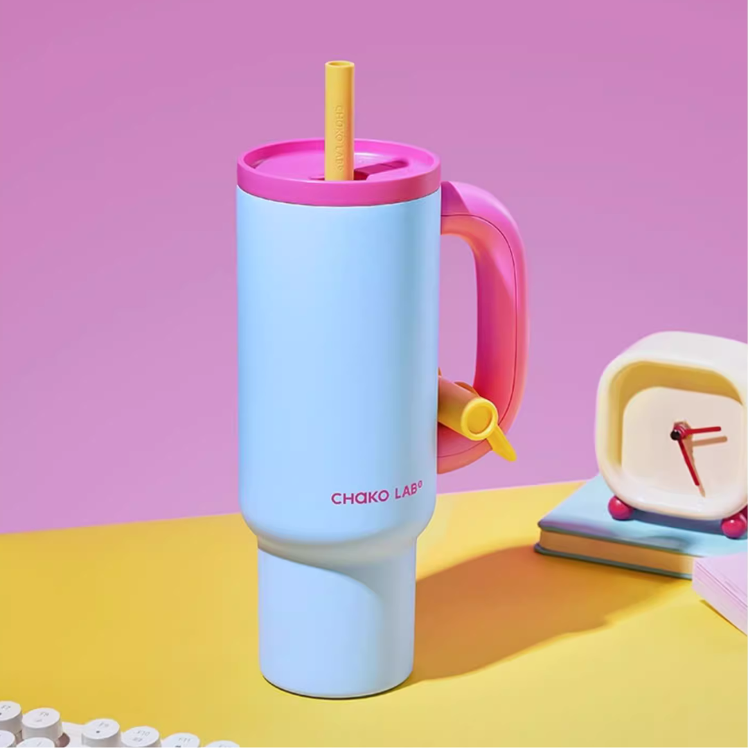 CHAKO LAB Bawang Thermos Cup 1050ml - Tiffany Blue / Pink