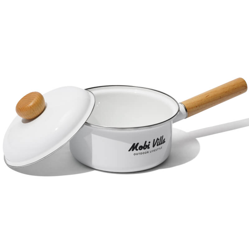 Mobi Garden Huan Yan Enamel Saucepan - White