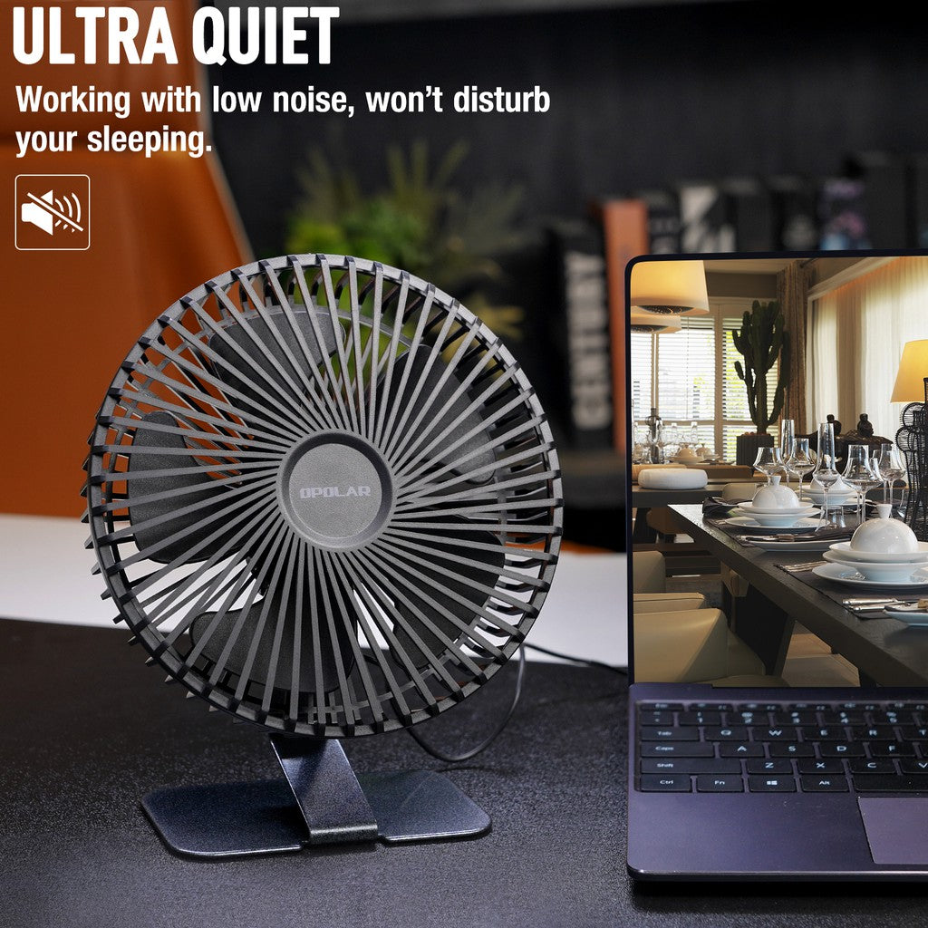 Opolar Computer Desk Fan | USB 6 inches - Black