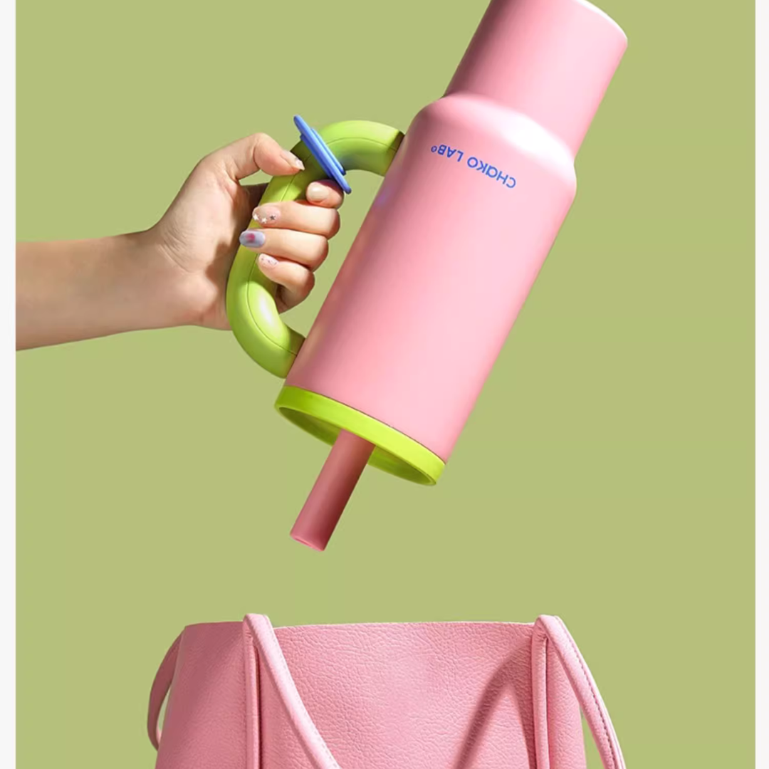 CHAKO LAB Bawang Thermos Cup 1050ml - Tiffany Blue / Pink