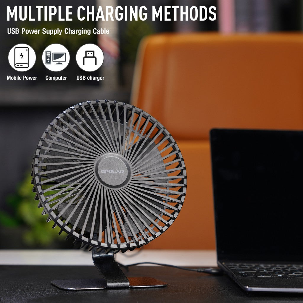 Opolar Computer Desk Fan | USB 6 inches - Black