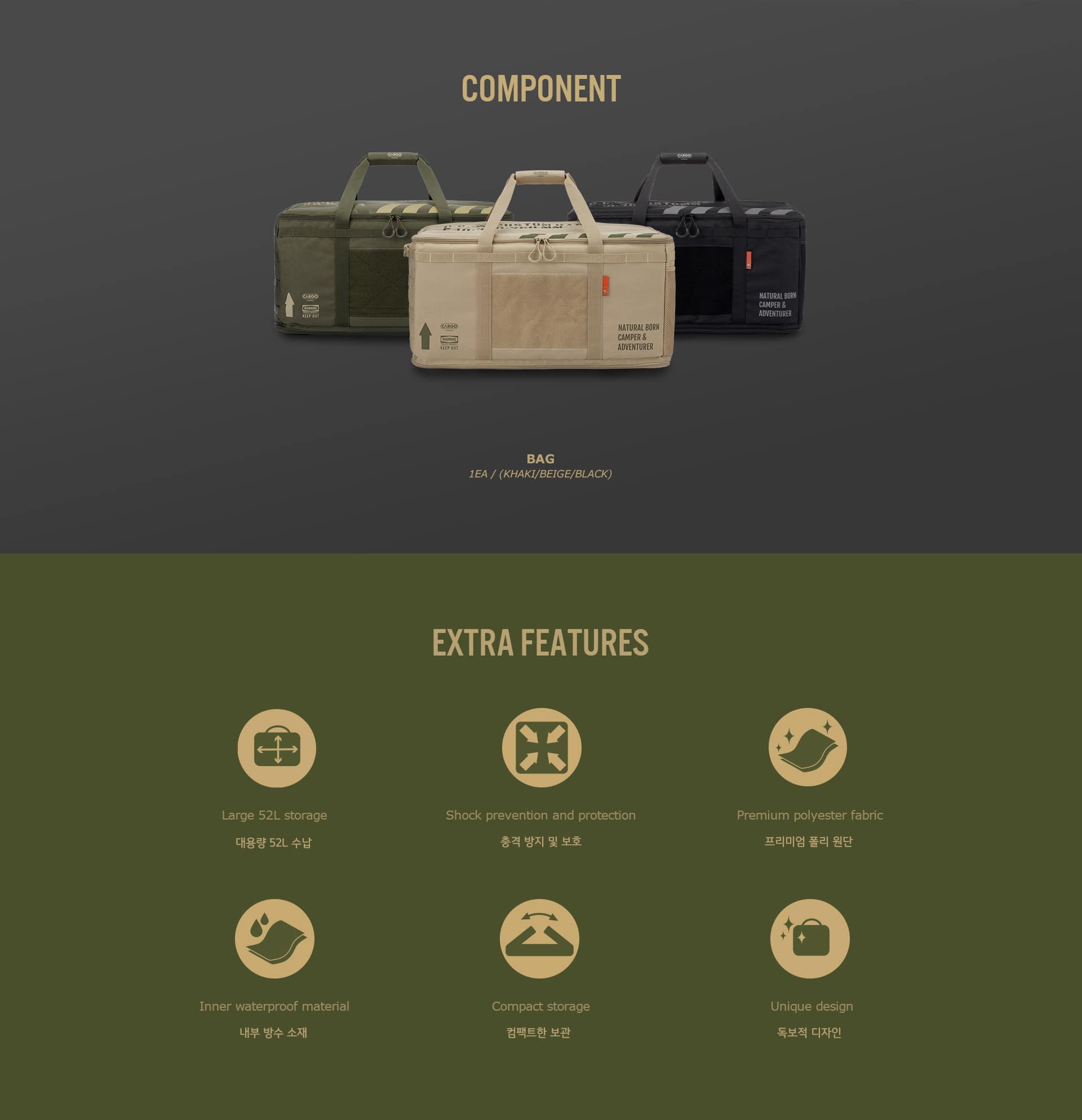 Cargo Container Custom Bag L - Khaki