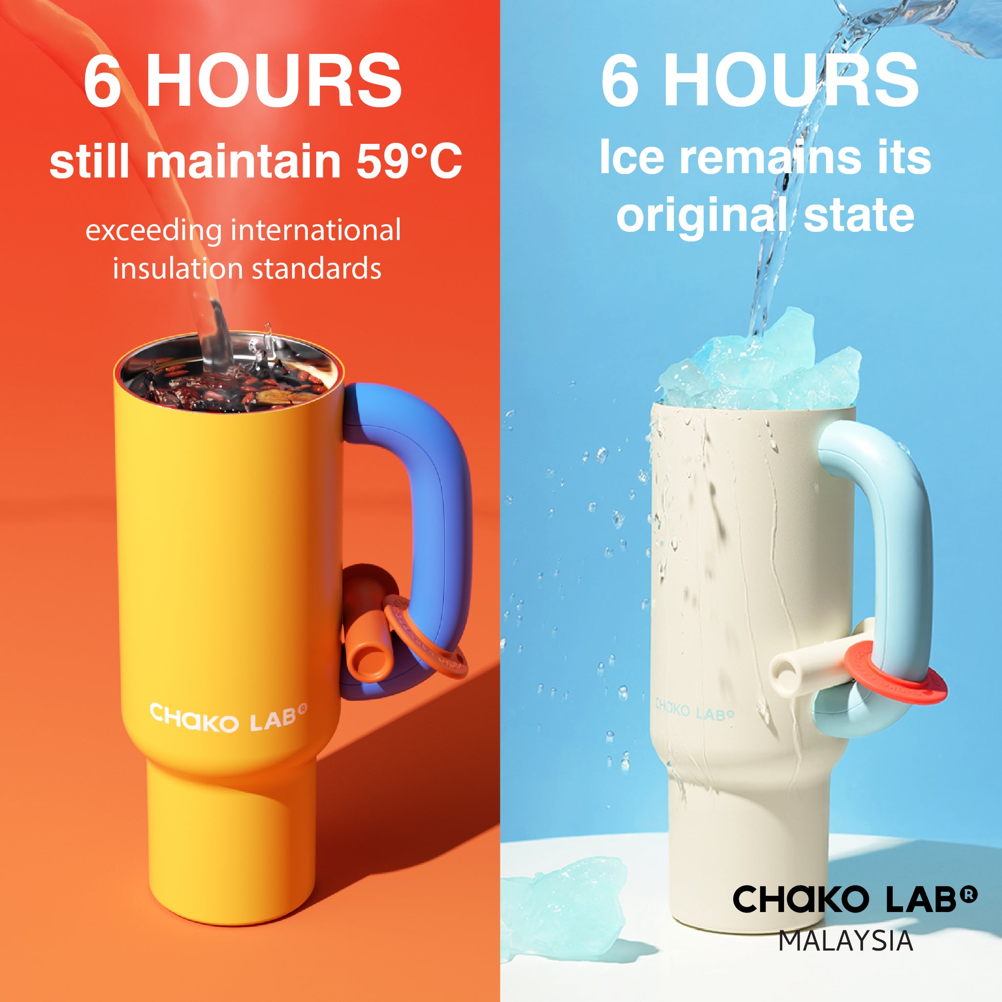 CHAKO LAB Bawang Thermos Cup 1050ml - White / Tiffany Blue