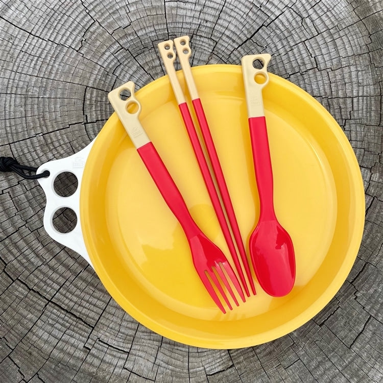 CHUMS Camper Cutlery Set - Burgundy /Yellow