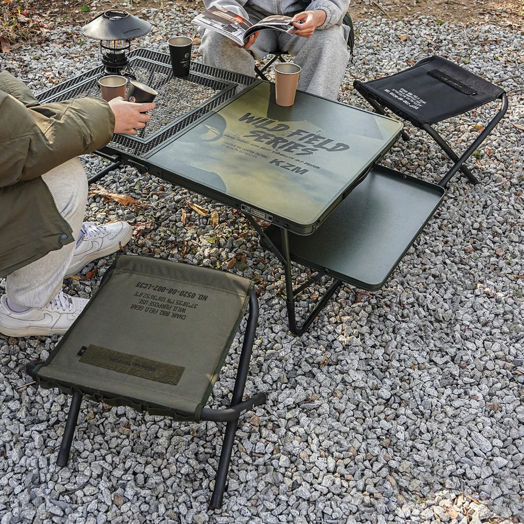 KZM Field BBQ Chair Set of 2 - Khaki