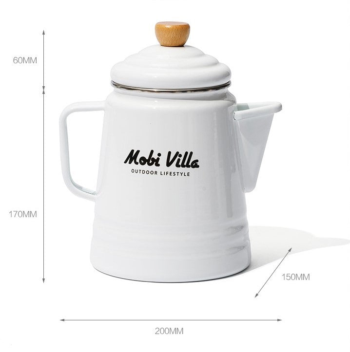 Mobi Garden Huan Yan Enamel 1.5L Coffee Pot - White