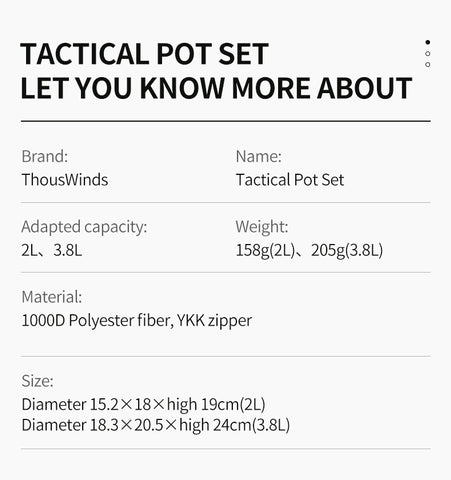 Thous Winds 3.8L Tactical Pot Cover - Khaki
