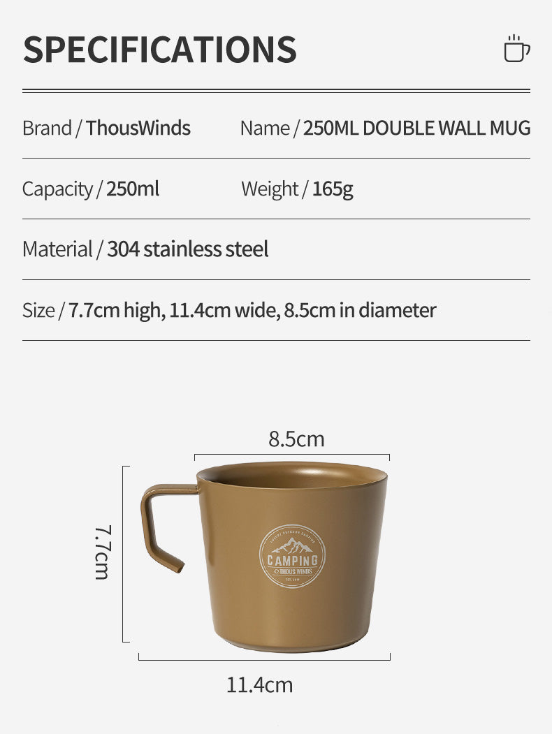 ThousWinds 250ml Double Wall Mug - Vintage Silver