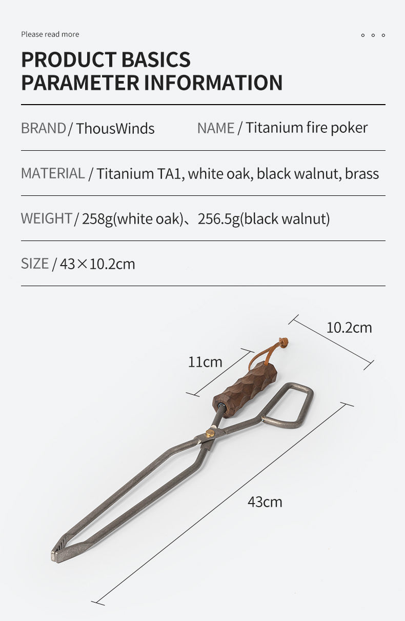 Thous Winds Titanium Fire Poker - Black Walnut