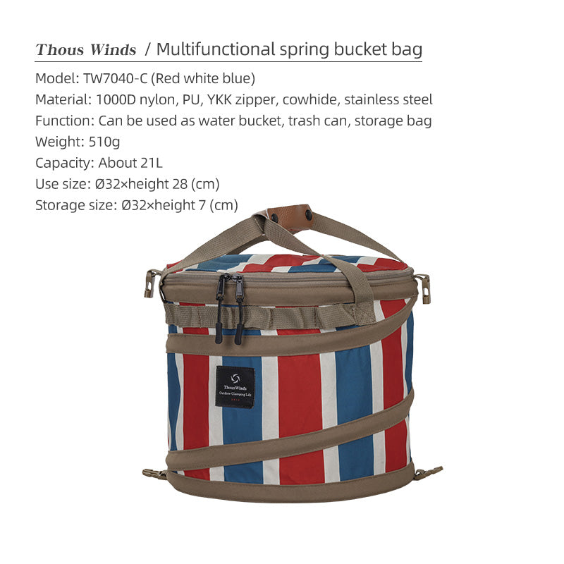 Thous Winds Multifunction Spring Bucket Bag - Red, White & Blue