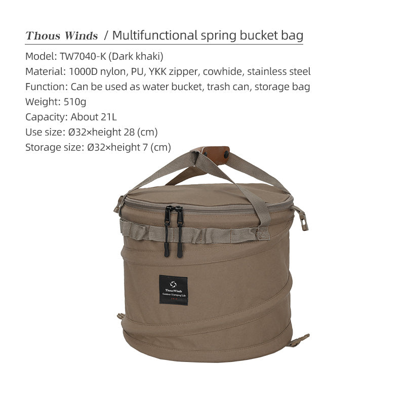 Thous Winds Multifunction Spring Bucket Bag - Khaki
