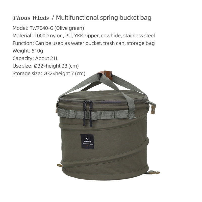 Thous Winds Multifunction Spring Bucket Bag - Olive Green