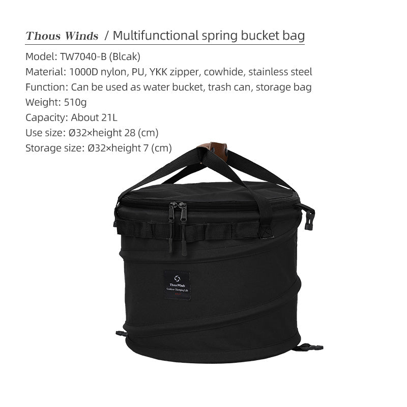 Thous Winds Multifunction Spring Bucket Bag - Black