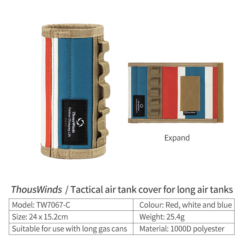 Thous Winds Tactical Gas Tank Cover for Long Gas Tank - Red, White & Blue