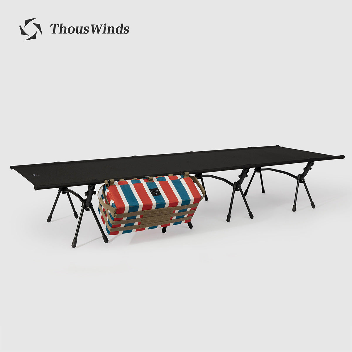 ThousWinds Aluminium Stand Tactical Camp Bed - Red & White & Blue