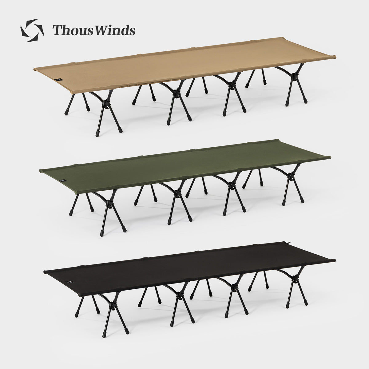 ThousWinds Aluminium Stand Tactical Camp Bed - Olive Green