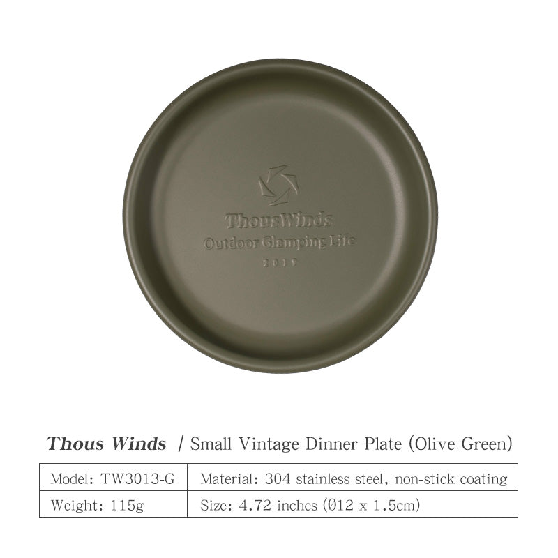 Thous Winds Small Vintage Dinner Plate - Olive Green
