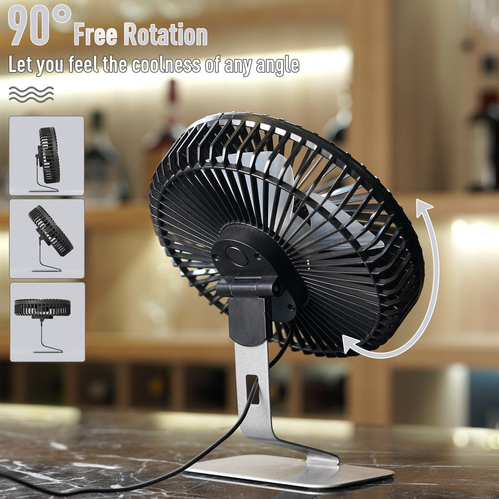 Opolar Computer Desk Fan | USB 6 inches - Black