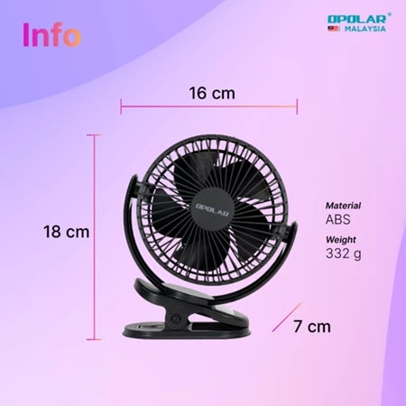Opolar Rechargeable Portable Clip Fan - 5 Inch 5000mAH