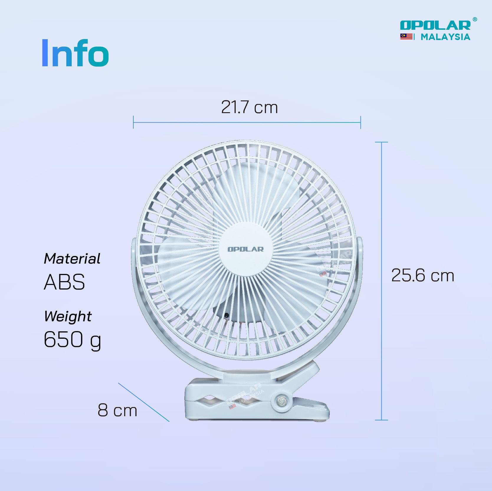 OPOLAR Clip on Fan | 10000 mAh 8 inches