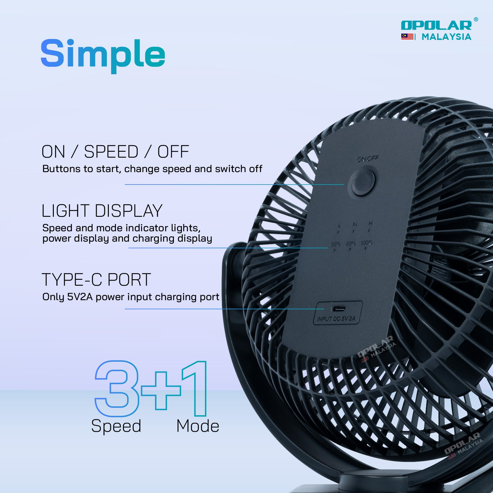 OPOLAR Clip on Fan | 10000 mAh 8 inches