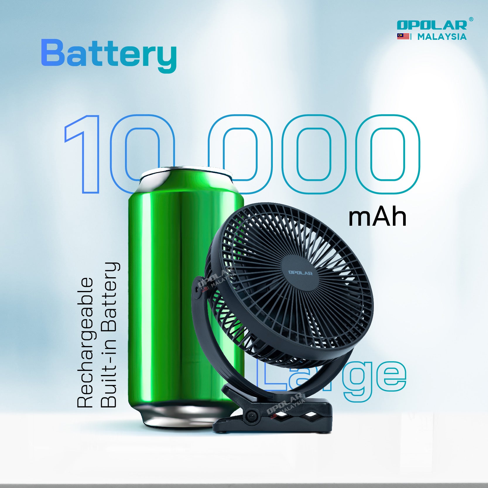 OPOLAR Clip on Fan | 10000 mAh 8 inches