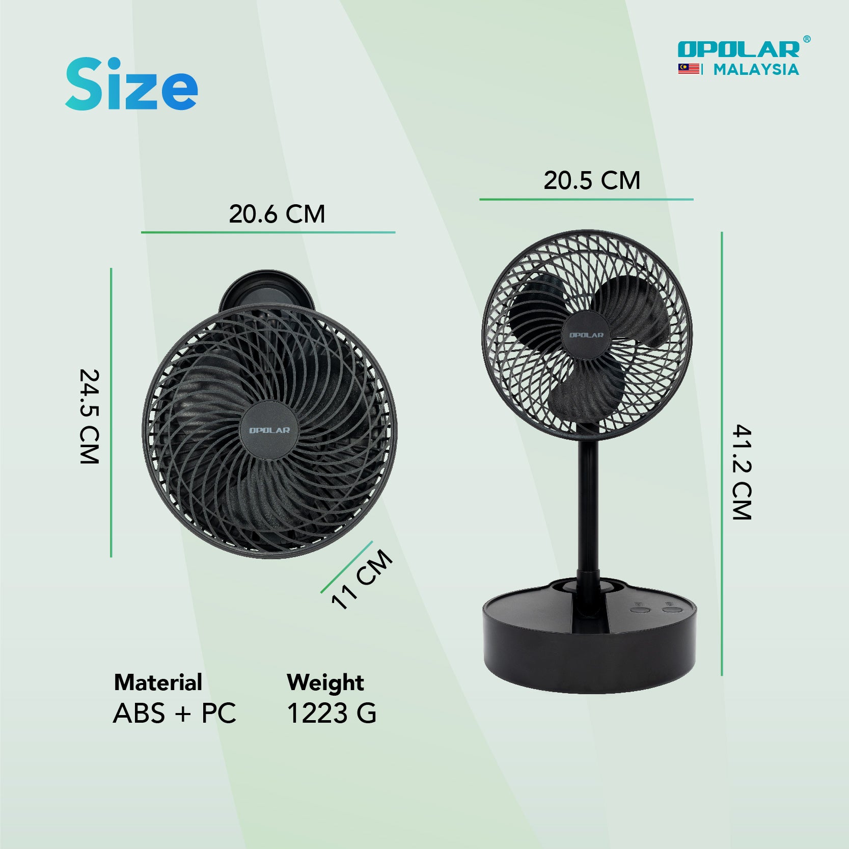 OPOLAR Oscillating Foldaway Fan With Adjustable Height | 10000mAh 8 inches