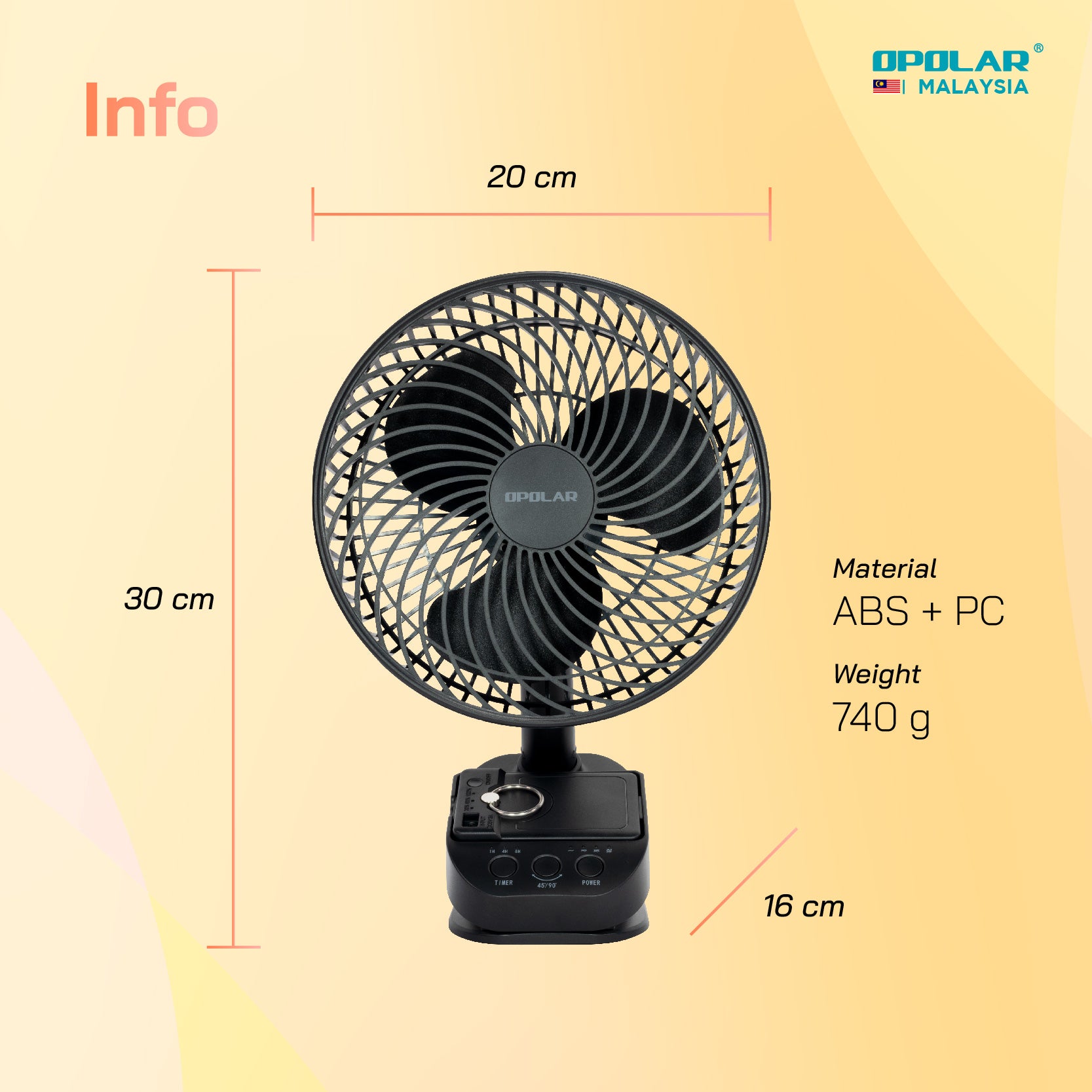 OPOLAR Oscillating Clip Fan With Hanging Hook & Timer | 10000mAh 8 inches