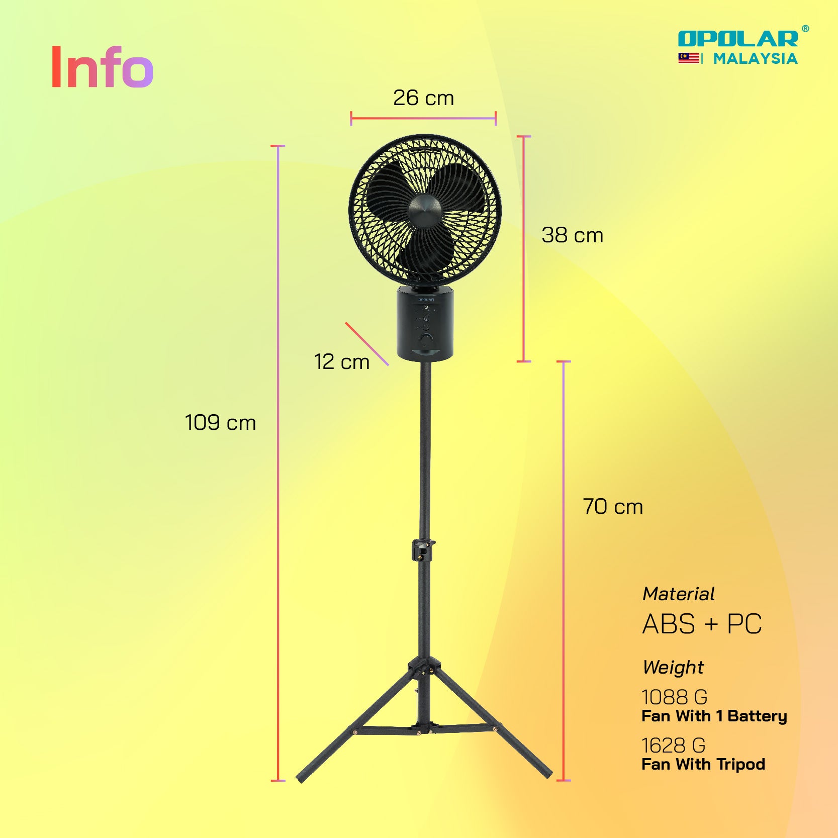 OPOLAR Floor Pedestal Fan with Remote, Oscillating & Timer | 20000mAh 10 inches