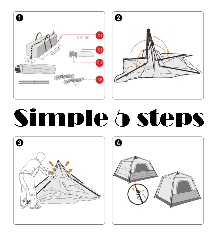 Mobi Garden Ling Dong 180 Space 4 person tent - Milky White