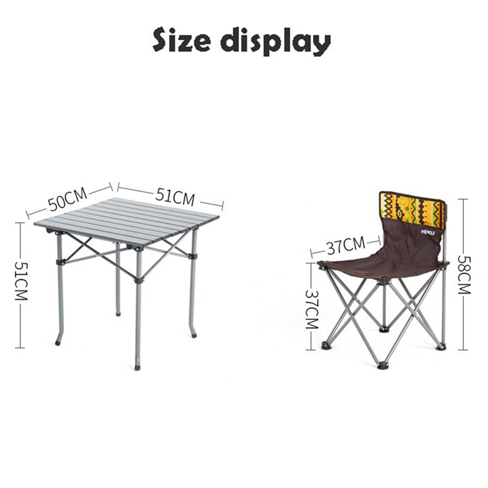 Hewolf 5pcs Set Camping Foldable Table and Chairs - Black