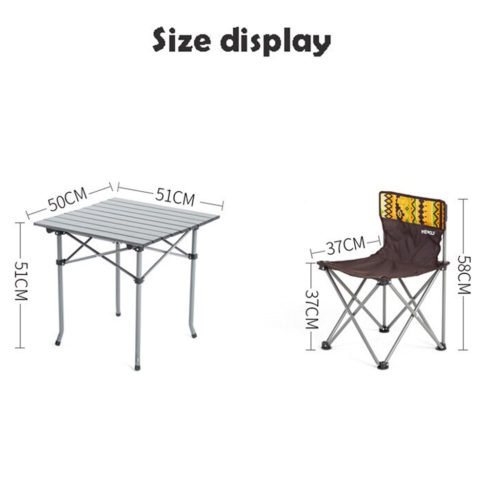 Hewolf 5pcs Set Camping Foldable Table and Chairs - Coffee