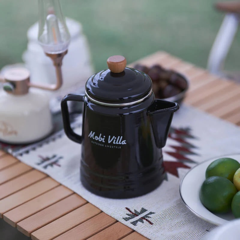 Mobi Garden Huan Yan Enamel 1.5L Coffee Pot - Black