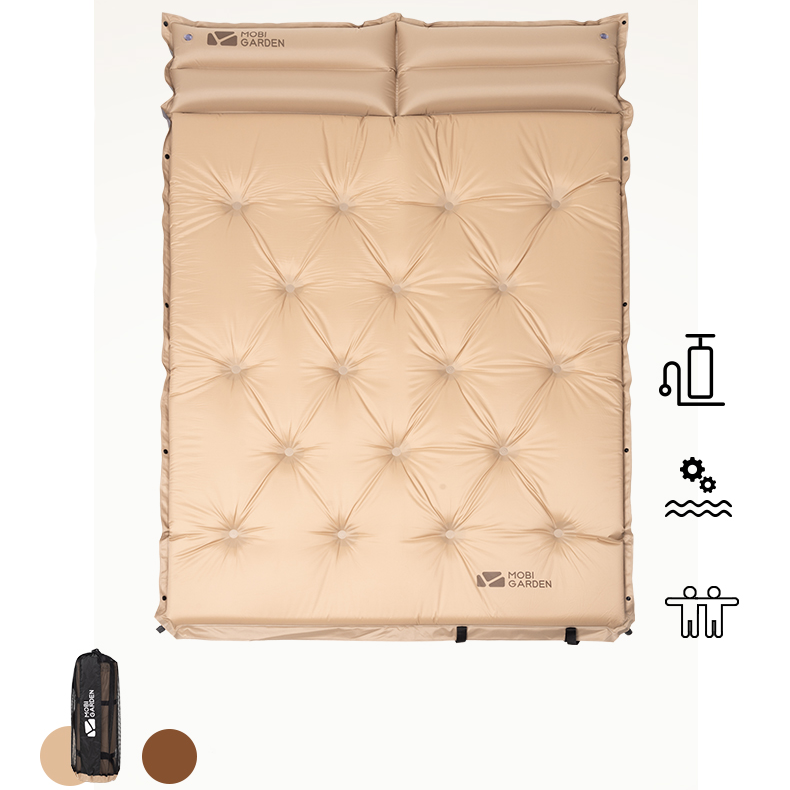 Mobi Garden Aquarius Automatic Inflatable 6cm Double Cushion - Khaki