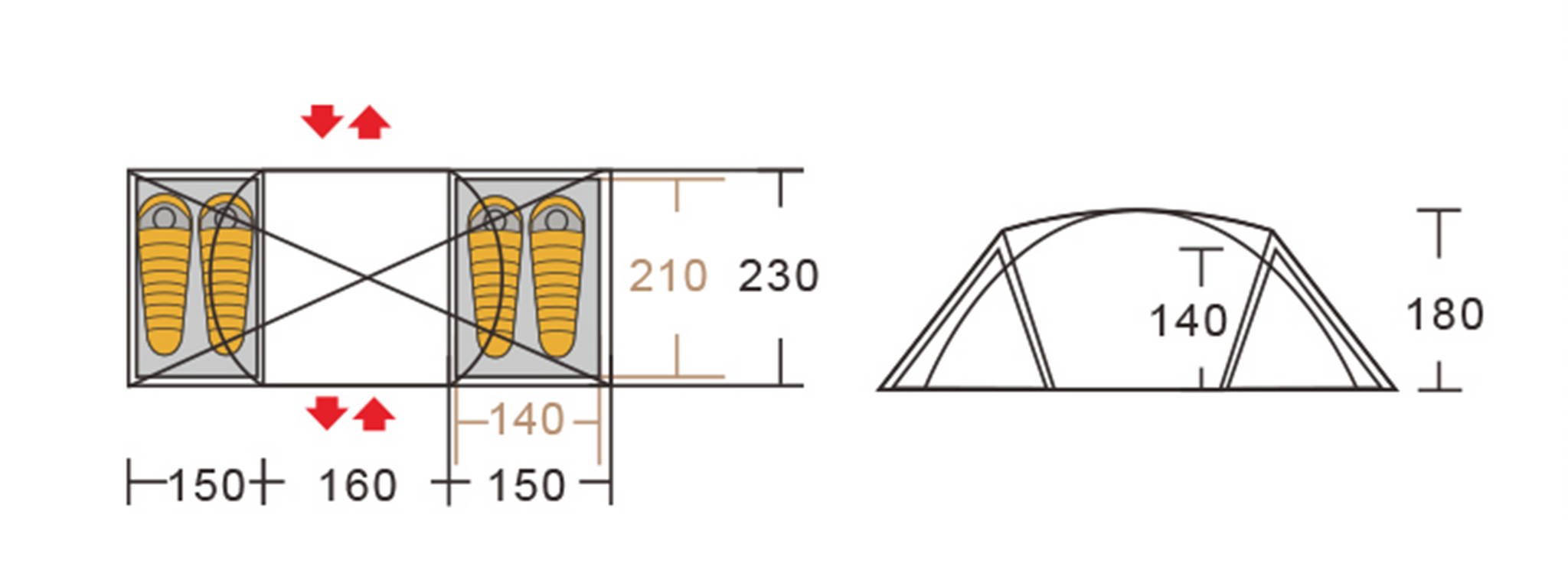 Mobi Garden Shi Jia 4 Oxford Cloth 3-4 person tent - Khaki