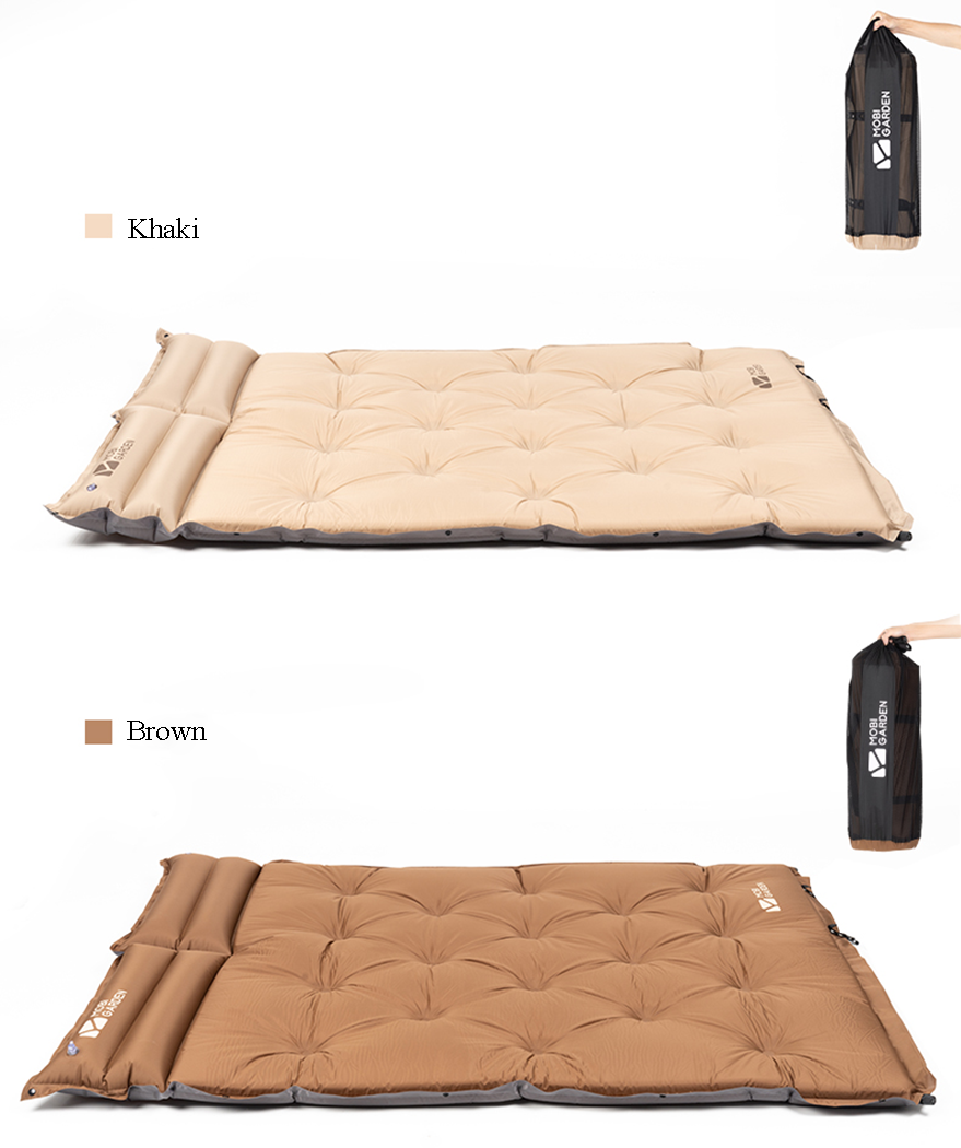 Mobi Garden Aquarius Automatic Inflatable 6cm Double Cushion - Khaki