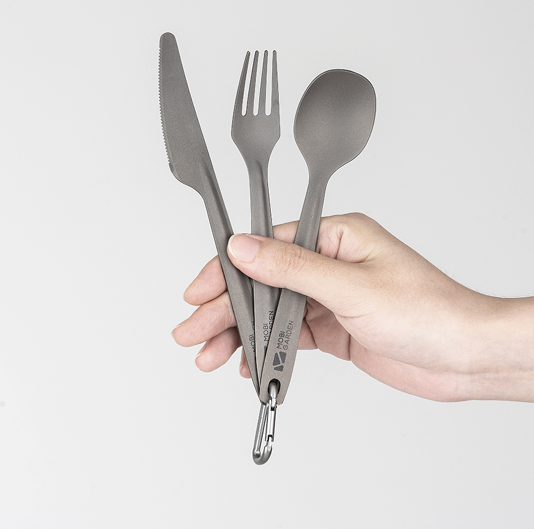 Mobi Garden Titanium Cutlery 3-in-1 set