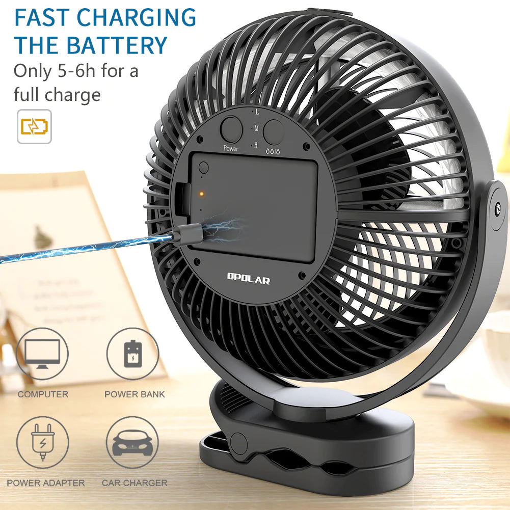 OPOLAR Cooling Misting Fan Clip On Fan | 10000mAh 8 Inch