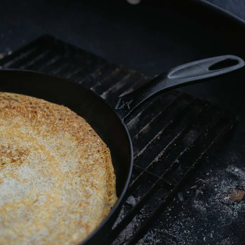 Cooking with Barebones Cast Iron Flat Pan