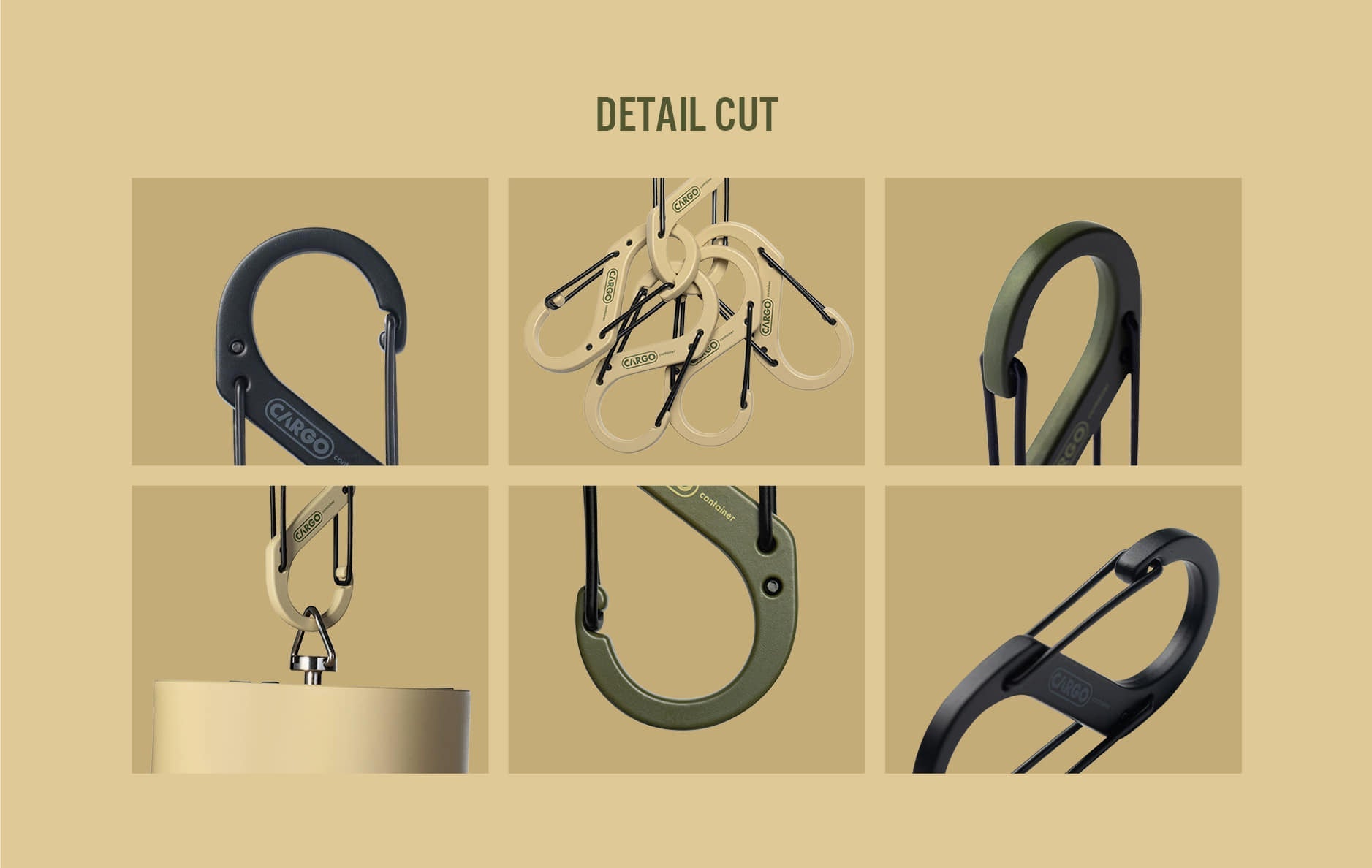 Cargo Container Hard Karabiner L - Khaki