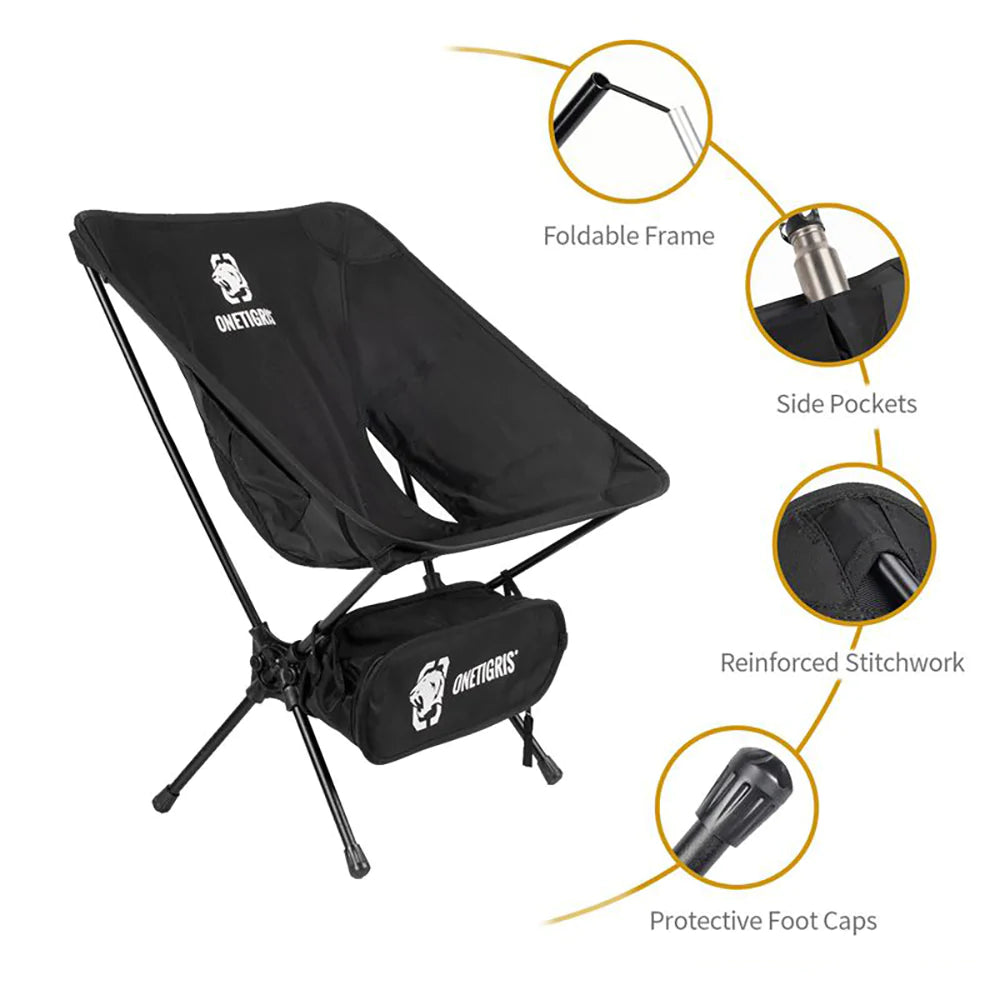 OneTigris Portable Camping Chair - Black