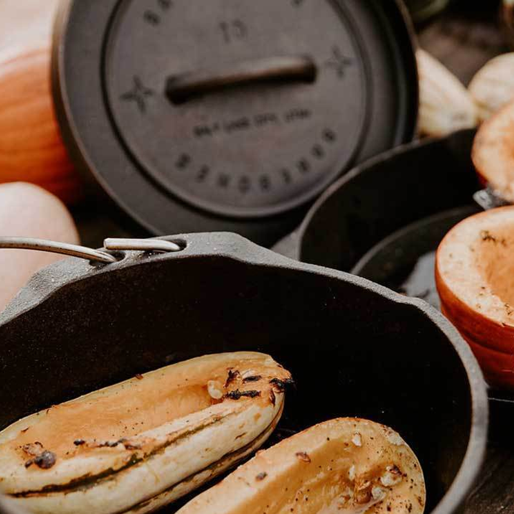 Cooking with Barebones Cast Iron Dutch Oven 10" in the Outdoors