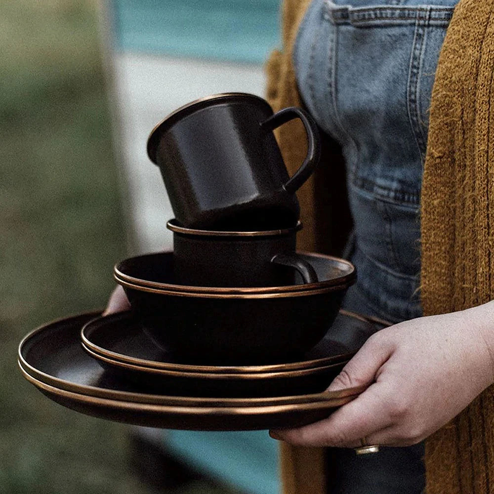 Barebones Enamel Bowl - Set of 2 Charcoal