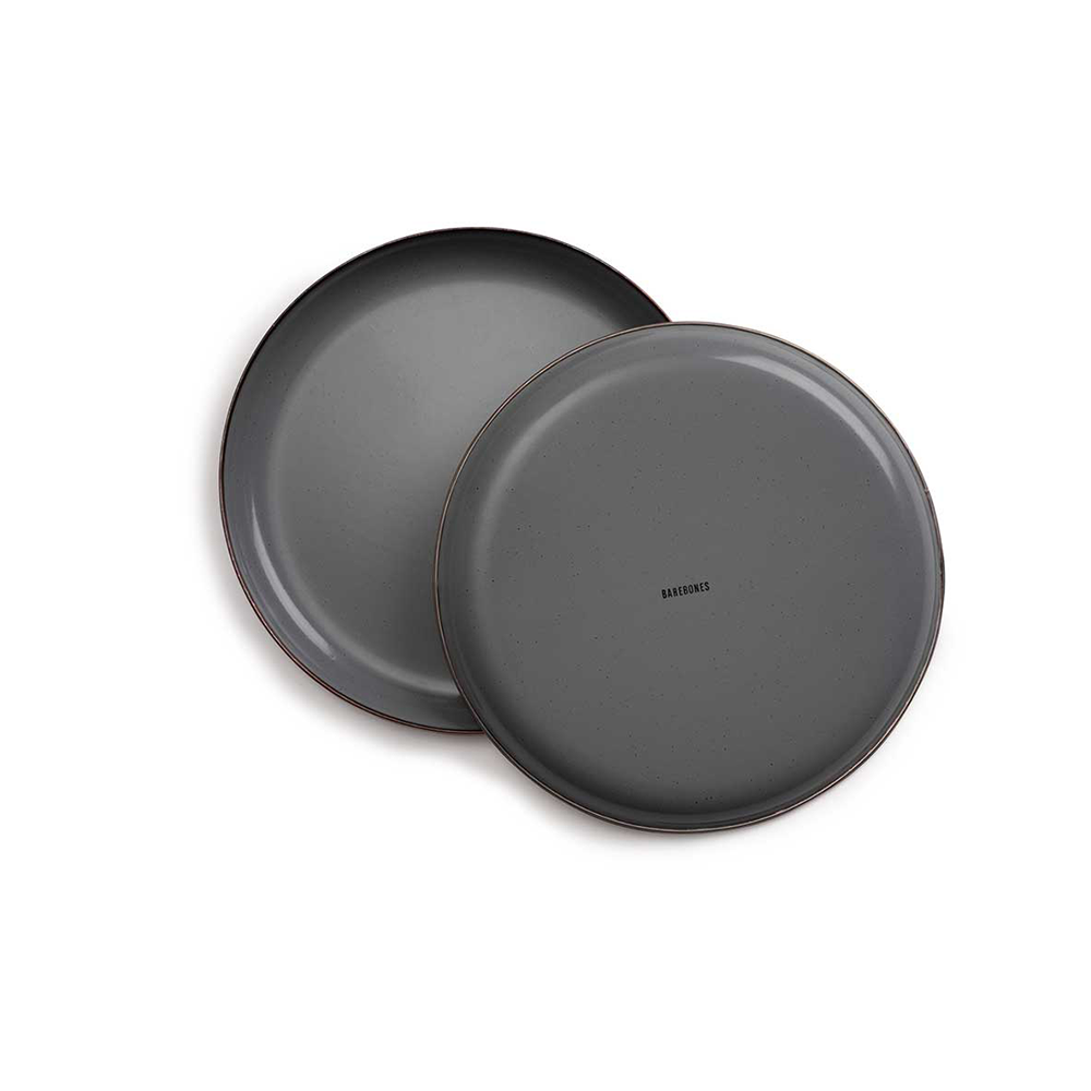 Barebones Enamel Plate Set of 2 - Slate Grey