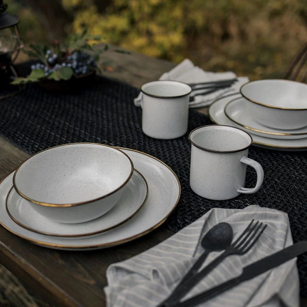 Barebones Enamel Salad Plate - Set of 2 Slate Grey